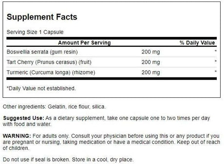 Swanson Full Spectrum Turmeric Boswellia & Tart Cherry 60 Capsulas