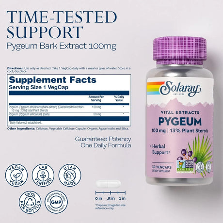SOLARAY - SOLARAY Pygeum Bark Extract 100Mg. 30 Capsulas - The Red Vitamin MX - Suplementos Alimenticios - {{ shop.shopifyCountryName }}