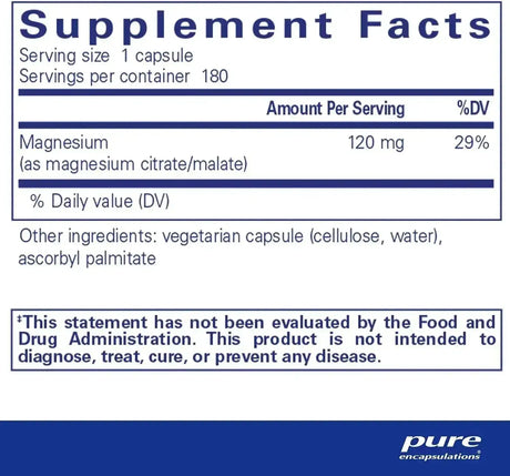 PURE ENCAPSULATIONS - Pure Encapsulations Magnesium Citrate Malate 180 Capsulas - The Red Vitamin MX - Suplementos Alimenticios - {{ shop.shopifyCountryName }}