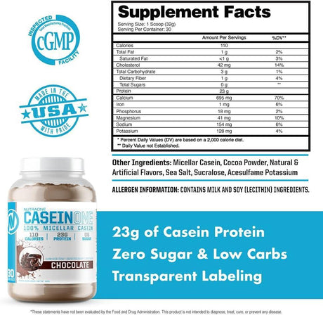 NUTRAONE - NutraOne CaseinOne Casein Protein Powder No Sugar Chocolate 960Gr. - The Red Vitamin MX - Suplementos Alimenticios - {{ shop.shopifyCountryName }}