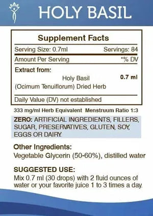 SECRETS OF THE TRIBE - Secrets of the Tribe Holy Basil Tincture Alcohol-Free Liquid Extract 2 Fl.Oz. - The Red Vitamin MX - Suplementos Alimenticios - {{ shop.shopifyCountryName }}