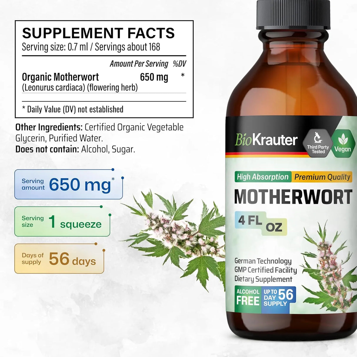 BIOKRAUTER - BIO KRAUTER Motherwort Tincture 4 Fl.Oz. - The Red Vitamin MX - Suplementos Alimenticios - {{ shop.shopifyCountryName }}