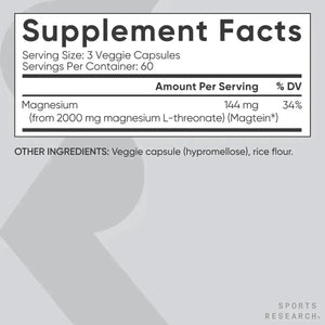 SPORTS RESEARCH - Sports Research Magtein Magnesium L-Threonate 180 Capsulas - The Red Vitamin MX - Suplementos Alimenticios - {{ shop.shopifyCountryName }}