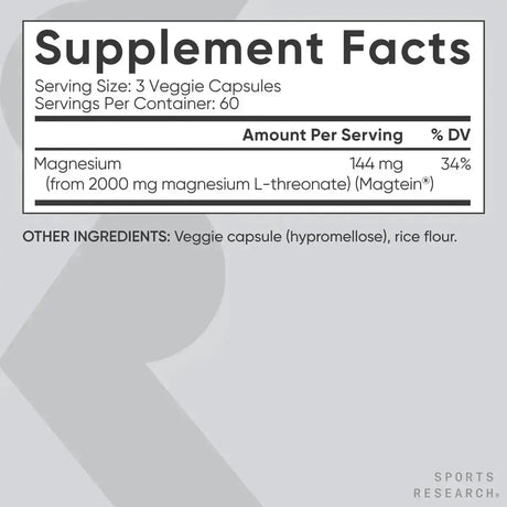 SPORTS RESEARCH - Sports Research Magtein Magnesium L-Threonate 180 Capsulas - The Red Vitamin MX - Suplementos Alimenticios - {{ shop.shopifyCountryName }}
