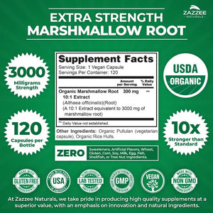 ZAZZEE NATURALS - Zazzee USDA Organic Marshmallow Root 10:1 Extract 3000Mg. 120 Capsulas - The Red Vitamin MX - Suplementos Alimenticios - {{ shop.shopifyCountryName }}