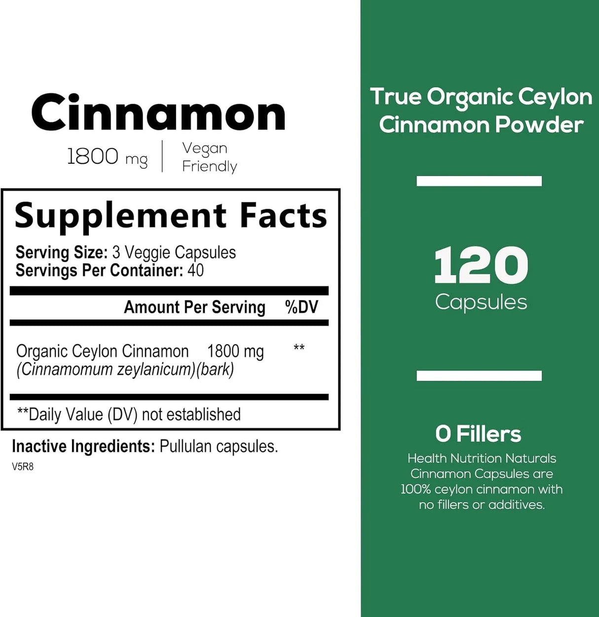 HEALTH NUTRITION NATURALS - Health Nutrition Naturals Pure Cinnamon 1800Mg. 120 Capsulas - The Red Vitamin MX - Suplementos Alimenticios - {{ shop.shopifyCountryName }}