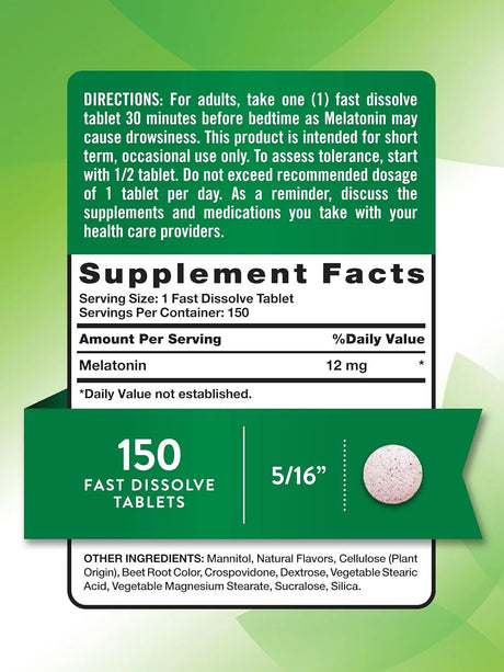 NATURE'S TRUTH - Nature's Truth Melatonin 12Mg. Natural Berry Flavor 150 Tabletas - The Red Vitamin MX - Suplementos Alimenticios - {{ shop.shopifyCountryName }}