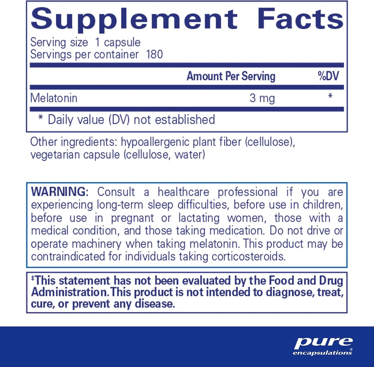 PURE ENCAPSULATIONS - Pure Encapsulations Melatonin 3Mg. 180 Capsulas - The Red Vitamin MX - Suplementos Alimenticios - {{ shop.shopifyCountryName }}
