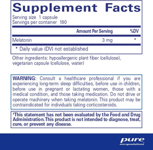 PURE ENCAPSULATIONS - Pure Encapsulations Melatonin 3Mg. 180 Capsulas - The Red Vitamin MX - Suplementos Alimenticios - {{ shop.shopifyCountryName }}