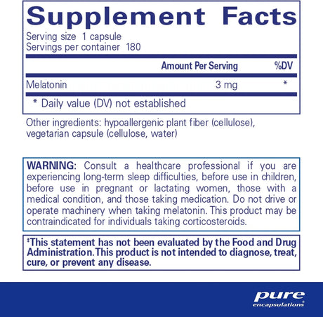 PURE ENCAPSULATIONS - Pure Encapsulations Melatonin 3Mg. 180 Capsulas - The Red Vitamin MX - Suplementos Alimenticios - {{ shop.shopifyCountryName }}