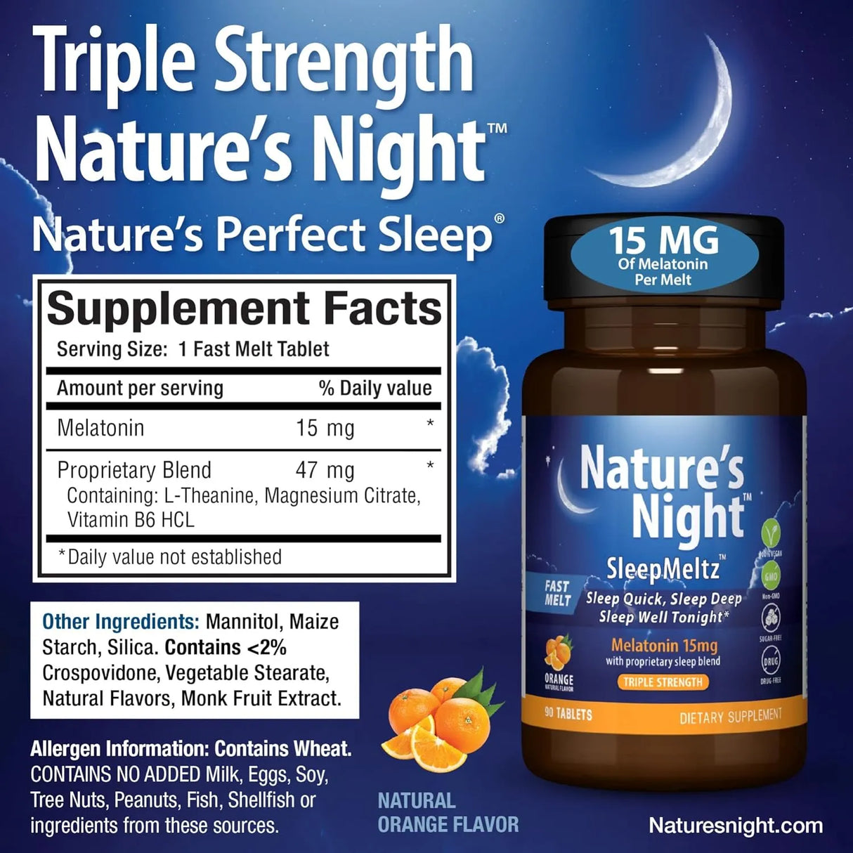 NATURE'S NIGHT - Nature's Night Triple Strength Quick Dissolve Melatonin 15Mg. 90 Tabletas - The Red Vitamin MX - Suplementos Alimenticios - {{ shop.shopifyCountryName }}
