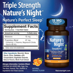 NATURE'S NIGHT - Nature's Night Triple Strength Quick Dissolve Melatonin 15Mg. 90 Tabletas - The Red Vitamin MX - Suplementos Alimenticios - {{ shop.shopifyCountryName }}