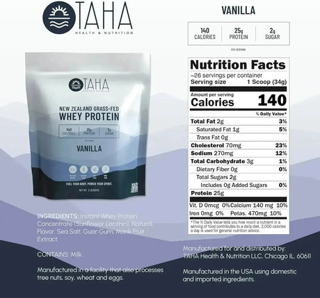TAHA - Taha New Zealand Grass-Fed Whey Protein Concentrate Powder Vanilla 907Gr. - The Red Vitamin MX - Suplementos Alimenticios - {{ shop.shopifyCountryName }}