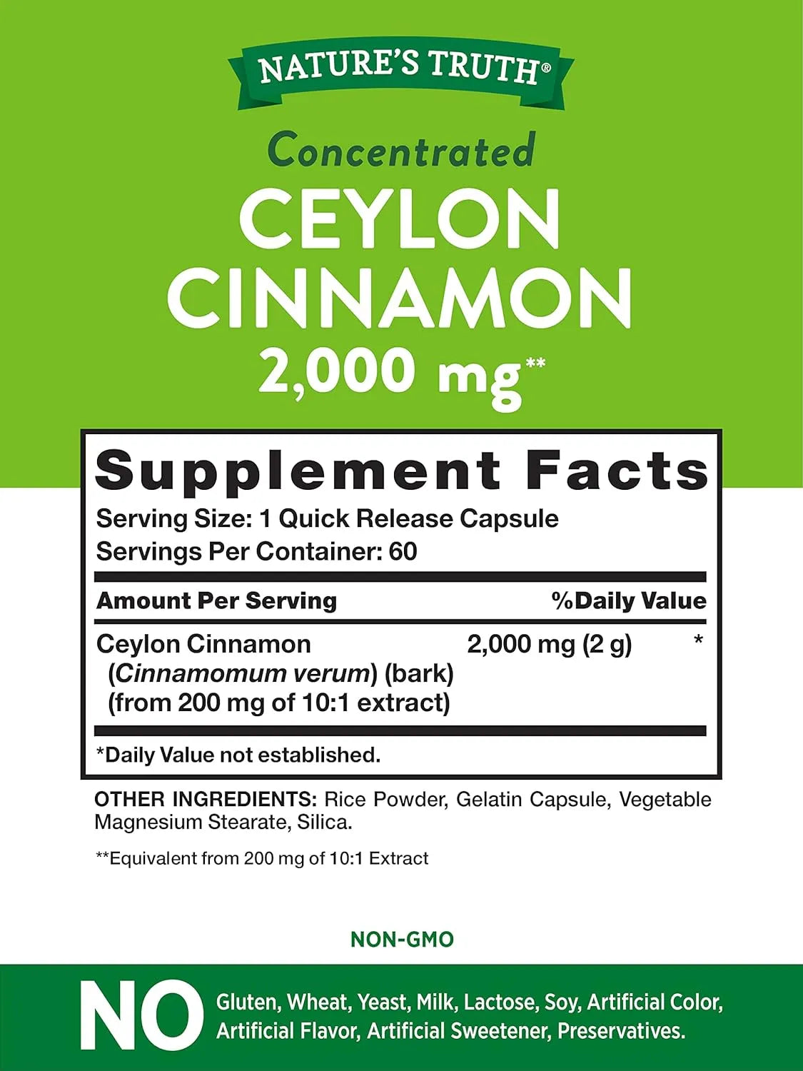 NATURE'S TRUTH - Nature's Truth Ceylon Cinnamon 2000Mg. 60 Capsulas - The Red Vitamin MX - Suplementos Alimenticios - {{ shop.shopifyCountryName }}