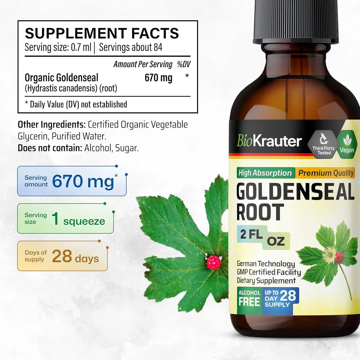 BIOKRAUTER - BIO KRAUTER Goldenseal Root Extract Liquid 2 Fl.Oz. - The Red Vitamin MX - Suplementos Alimenticios - {{ shop.shopifyCountryName }}