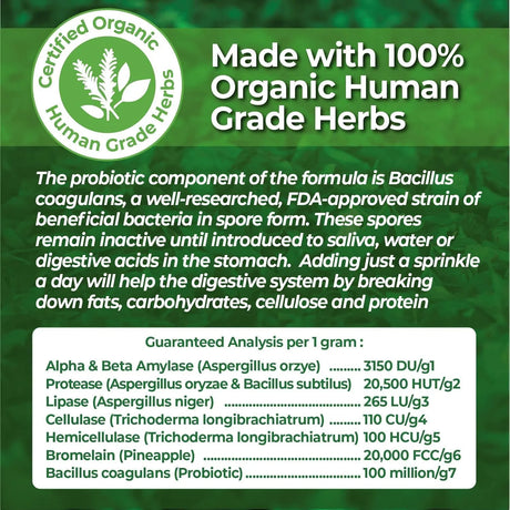 ANIMAL ESSENTIALS - Animal Essentials Plant Enzyme & Probiotics for Dogs & Cats 100Gr. - The Red Vitamin MX - Probióticos Para Perros - {{ shop.shopifyCountryName }}