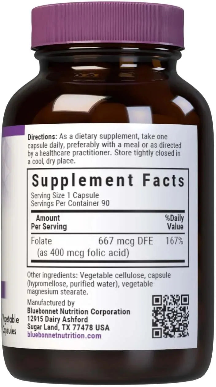 BLUEBONNET NUTRITION - Bluebonnet Nutrition Folic Acid 400mcg 90 Capsulas - The Red Vitamin MX - Suplementos Alimenticios - {{ shop.shopifyCountryName }}