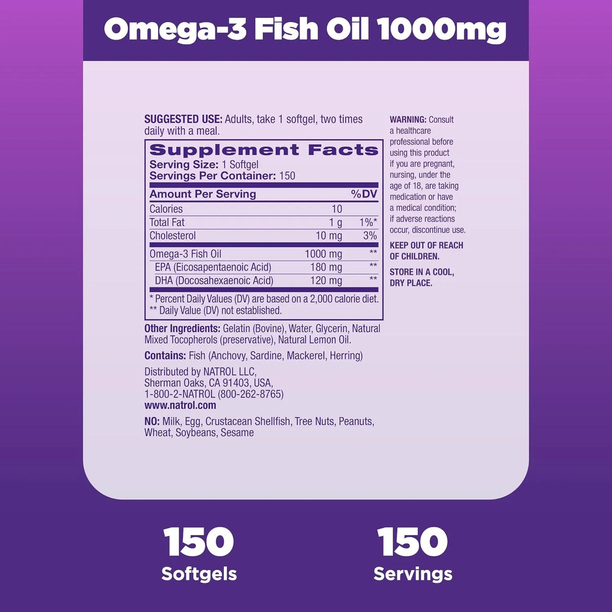 NATROL - Natrol Omega-3 Purified Fish Oil 1000Mg. 150 Capsulas Blandas - The Red Vitamin MX - Suplementos Alimenticios - {{ shop.shopifyCountryName }}