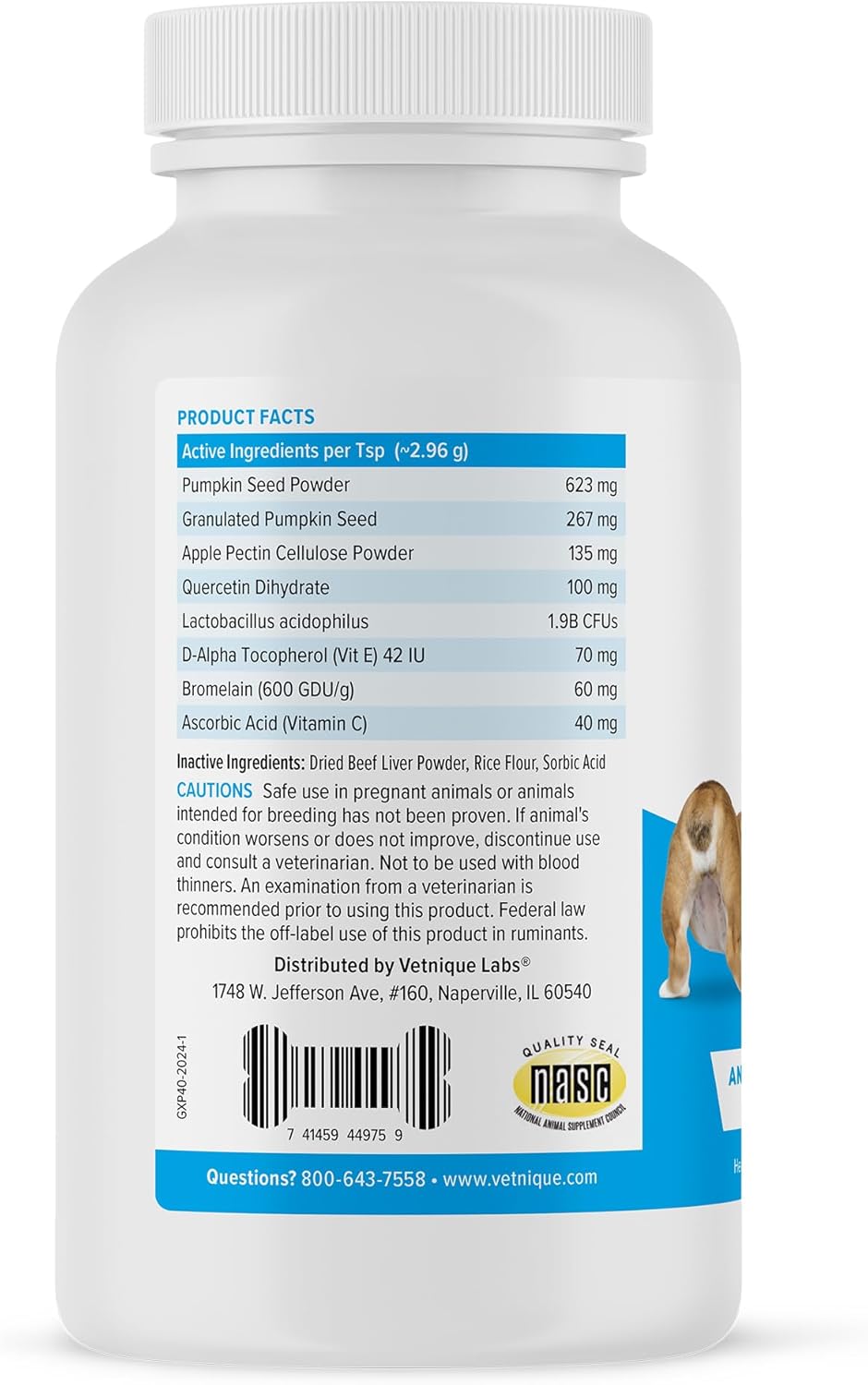 Vetnique Labs Glandex Dog Fiber Supplement Powder Beef Liver 114Gr.