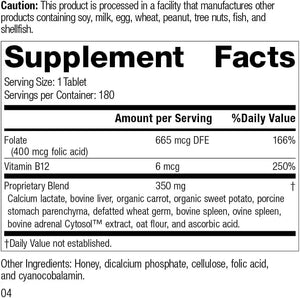 STANDARD PROCESS - Standard Process Folic Acid B12 180 Tabletas - The Red Vitamin MX - Suplementos Alimenticios - {{ shop.shopifyCountryName }}