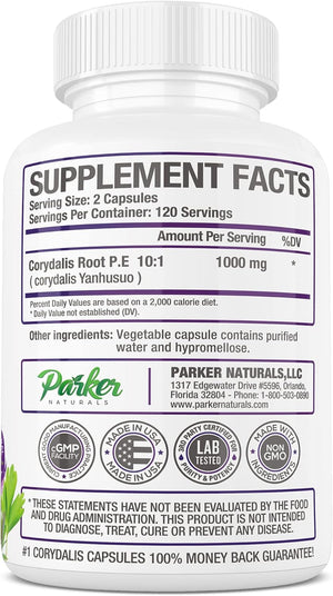 Parker Naturals Pure Corydalis 1000Mg. 240 Capsulas