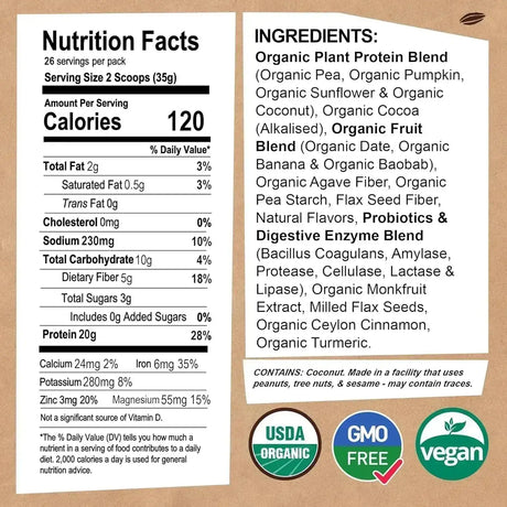 EARTHCHIMP - EarthChimp Organic Vegan Protein Powder 26 Servicios Chocolate 910Gr. - The Red Vitamin MX - Suplementos Alimenticios - {{ shop.shopifyCountryName }}
