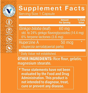 THE VITAMIN SHOPPE - The Vitamin Shoppe Huperzine A with Ginkgo Biloba 60 Capsulas - The Red Vitamin MX - Suplementos Alimenticios - {{ shop.shopifyCountryName }}