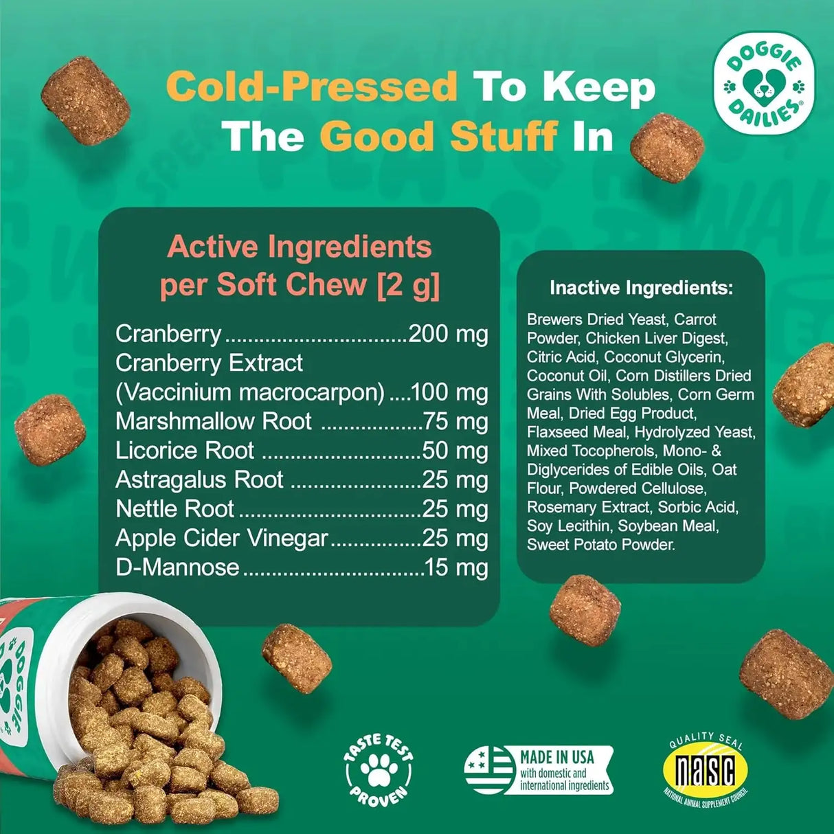 DOGGIE DAILIES - Doggie Dailies Cranberry Supplement for Dogs Chicken Flavored 225 Masticables - The Red Vitamin MX - Salud De Tracto Urinario Para Perros - {{ shop.shopifyCountryName }}