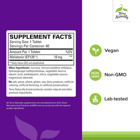 TERRY NATURALLY - Terry Naturally Melatonin EP120 10Mg. 60 Tabletas - The Red Vitamin MX - Suplementos Alimenticios - {{ shop.shopifyCountryName }}