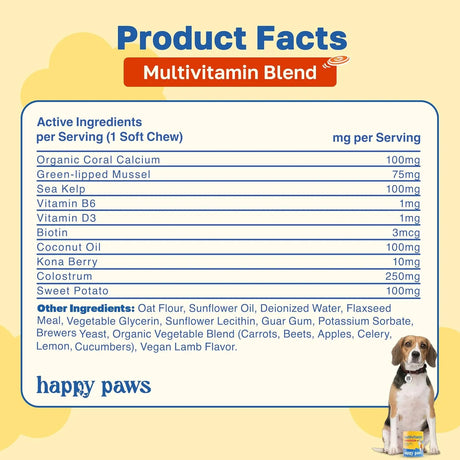 HAPPY PAWS - Happy Paws Multivitamin for Dogs Lamb Flavor 100 Masticables - The Red Vitamin MX - Multivitamínicos Para Perros - {{ shop.shopifyCountryName }}