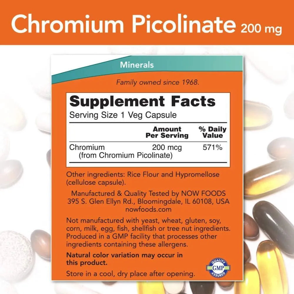 NOW SUPPLEMENTS - NOW Supplements Chromium Picolinate 200mcg 100 Capsulas - The Red Vitamin MX - Suplementos Alimenticios - {{ shop.shopifyCountryName }}