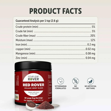 FOUR LEAF ROVER - FOUR LEAF ROVER Red Rover Dog Urinary Tract Supplement 30 Servicios 76Gr. - The Red Vitamin MX - Salud De Tracto Urinario Para Perros - {{ shop.shopifyCountryName }}