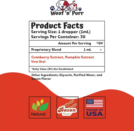 WOOF N PURR - Woof 'n' Purr Natural Dog UTI Treatment Bacon 1 Fl.Oz. - The Red Vitamin MX - Salud De Tracto Urinario Para Perros - {{ shop.shopifyCountryName }}