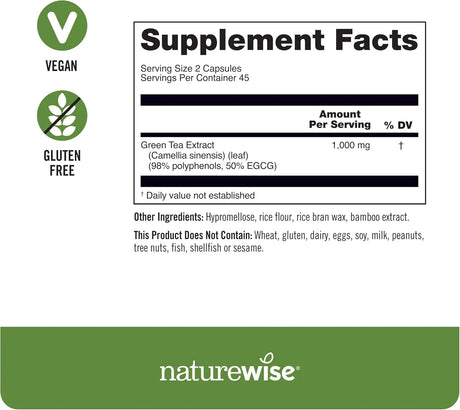 NATUREWISE - NatureWise Green Tea Extract 1000Mg. 90 Capsulas - The Red Vitamin MX - Suplementos Alimenticios - {{ shop.shopifyCountryName }}