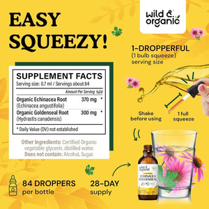 WILD & ORGANIC - Wild & Organic Echinacea Goldenseal Tincture 2 Fl.Oz. - The Red Vitamin MX - Suplementos Alimenticios - {{ shop.shopifyCountryName }}