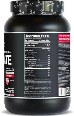 SASCHA FITNESS - SASCHA FITNESS Hydrolyzed Whey Protein Isolate Grass-Fed Strawberry 957Gr. - The Red Vitamin MX - Suplementos Alimenticios - {{ shop.shopifyCountryName }}