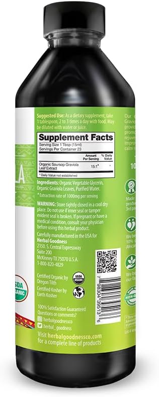 Herbal Goodness Soursop Graviola Leaf Extract 15X Strength 354Ml.