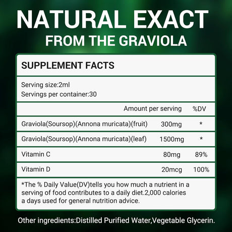 Vivcmin Organic Graviola Soursop Leaf Extract Liquid 2 Fl.Oz.