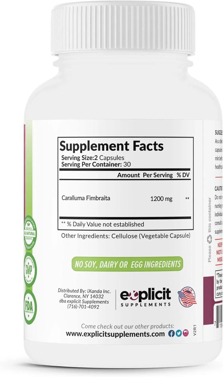 EXPLICIT SUPPLEMENTS - eXplicit Supplements Pure Caralluma Fimbriata 1200Mg. 60 Capsulas - The Red Vitamin MX - Suplementos Alimenticios - {{ shop.shopifyCountryName }}