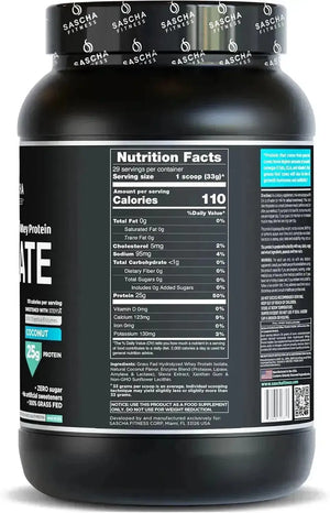 SASCHA FITNESS - SASCHA FITNESS Hydrolyzed Whey Protein Isolate Grass-Fed Coconut 957Gr. - The Red Vitamin MX - Suplementos Alimenticios - {{ shop.shopifyCountryName }}
