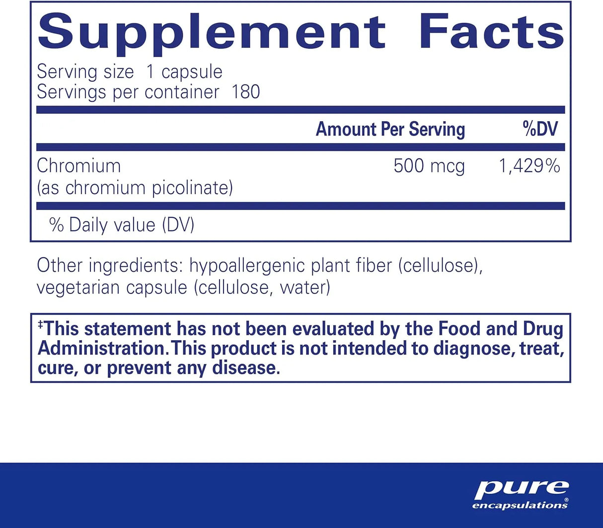 PURE ENCAPSULATIONS - Pure Encapsulations Chromium Picolinate 500mcg 180 Capsulas - The Red Vitamin MX - Suplementos Alimenticios - {{ shop.shopifyCountryName }}