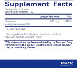 PURE ENCAPSULATIONS - Pure Encapsulations Chromium Picolinate 500mcg 180 Capsulas - The Red Vitamin MX - Suplementos Alimenticios - {{ shop.shopifyCountryName }}