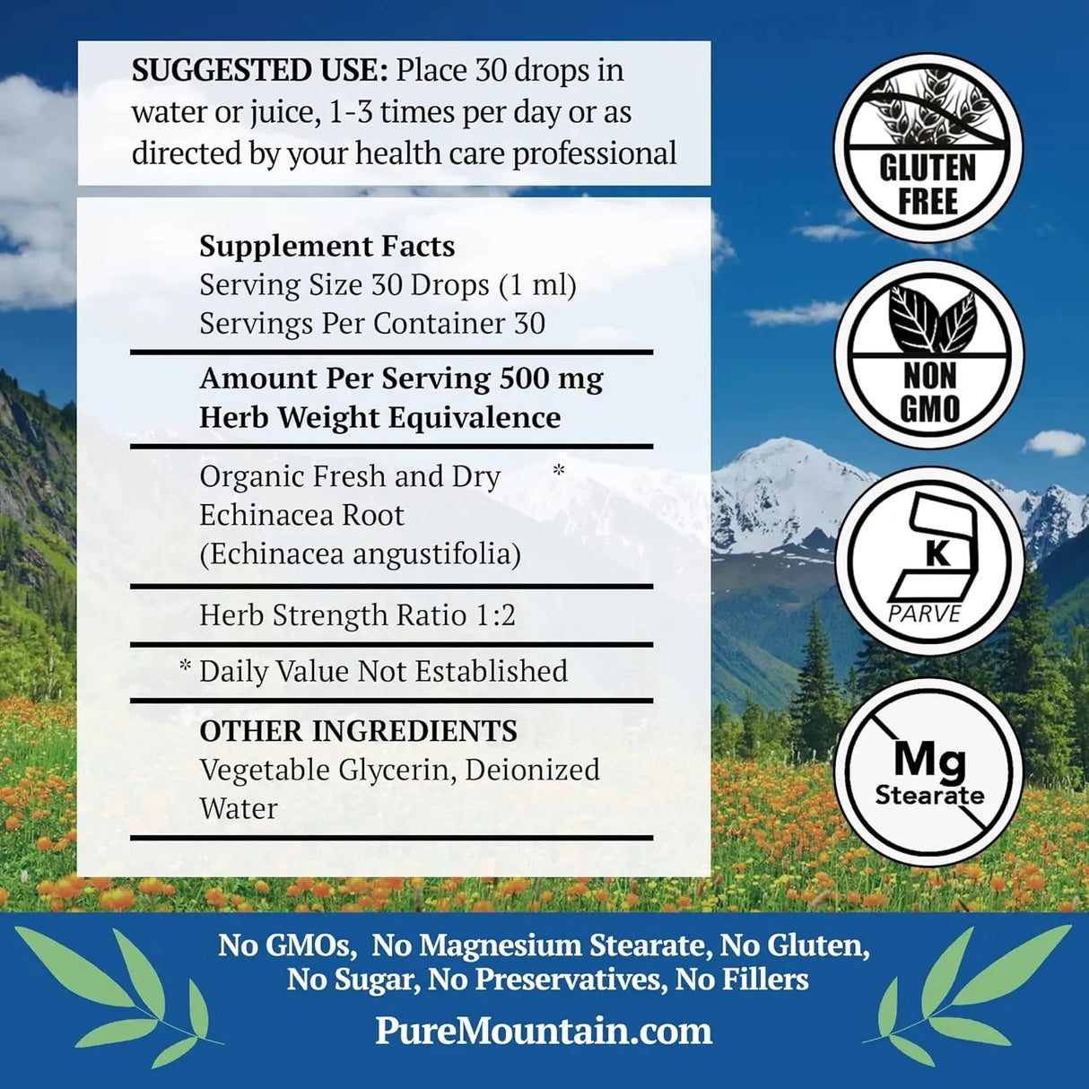 PURE MOUNTAIN BOTANICALS - Pure Mountain Botanicals Liquid Echinacea Drops 1 Fl.Oz. - The Red Vitamin MX - Suplementos Alimenticios - {{ shop.shopifyCountryName }}