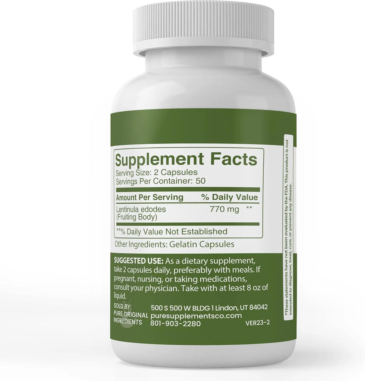 PURE ORIGINAL INGREDIENTS - Pure Original Ingredients Shiitake Mushroom Extract 100 Capsulas - The Red Vitamin MX - Suplementos Alimenticios - {{ shop.shopifyCountryName }}