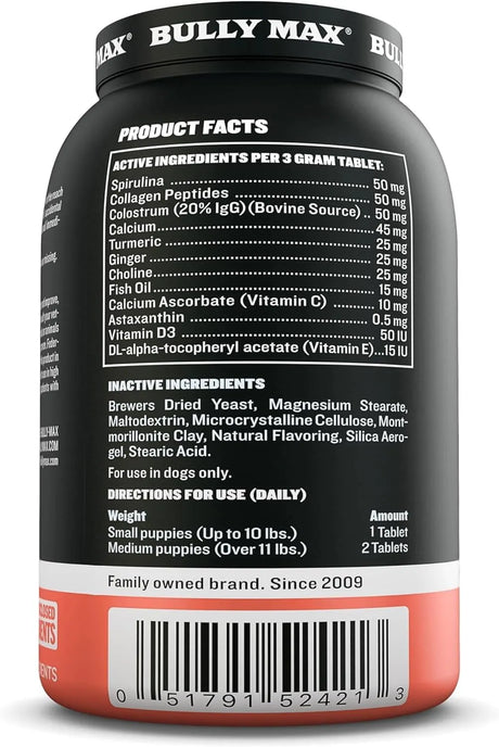 BULLY MAX - Bully Max 2-in-1 Puppy Vitamins 30 Tabletas Masticables 2 Pack - The Red Vitamin MX - Multivitamínicos Para Perros - {{ shop.shopifyCountryName }}