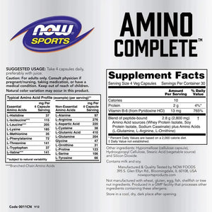 NOW SPORTS - NOW Sports Nutrition Amino Complete 120 Capsulas - The Red Vitamin MX - Suplementos Alimenticios - {{ shop.shopifyCountryName }}