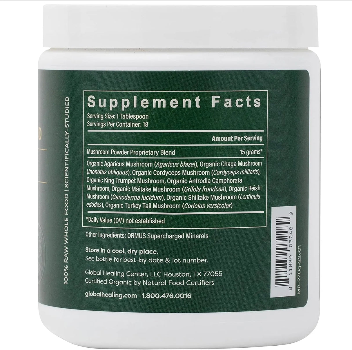 GLOBAL HEALING CENTER - Global Healing Organic Mushroom Powder 270Gr. - The Red Vitamin MX - Suplementos Alimenticios - {{ shop.shopifyCountryName }}