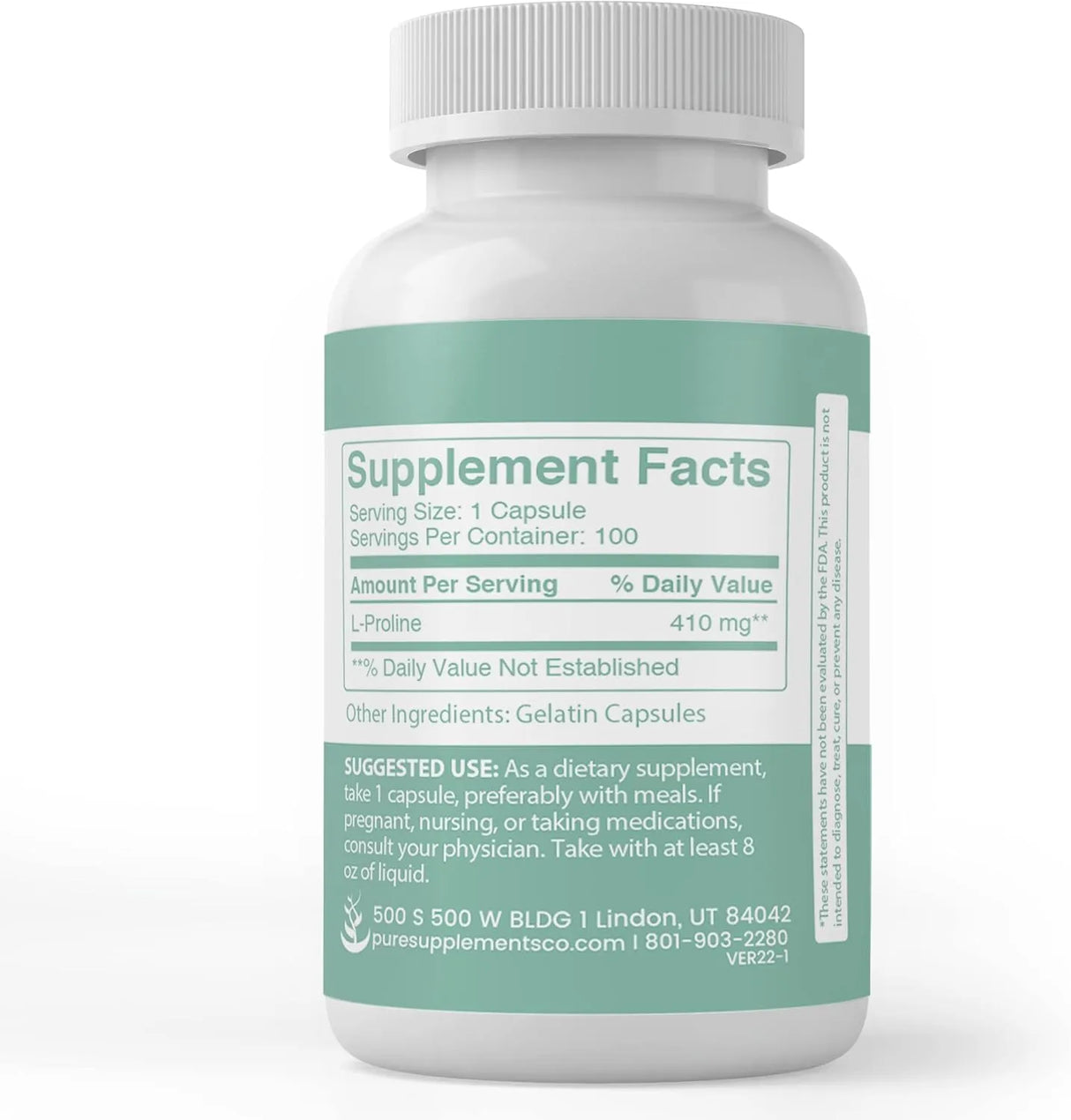 PURE ORIGINAL INGREDIENTS - Pure Original Ingredients L-Proline 100 Capsulas - The Red Vitamin MX - Suplementos Alimenticios - {{ shop.shopifyCountryName }}