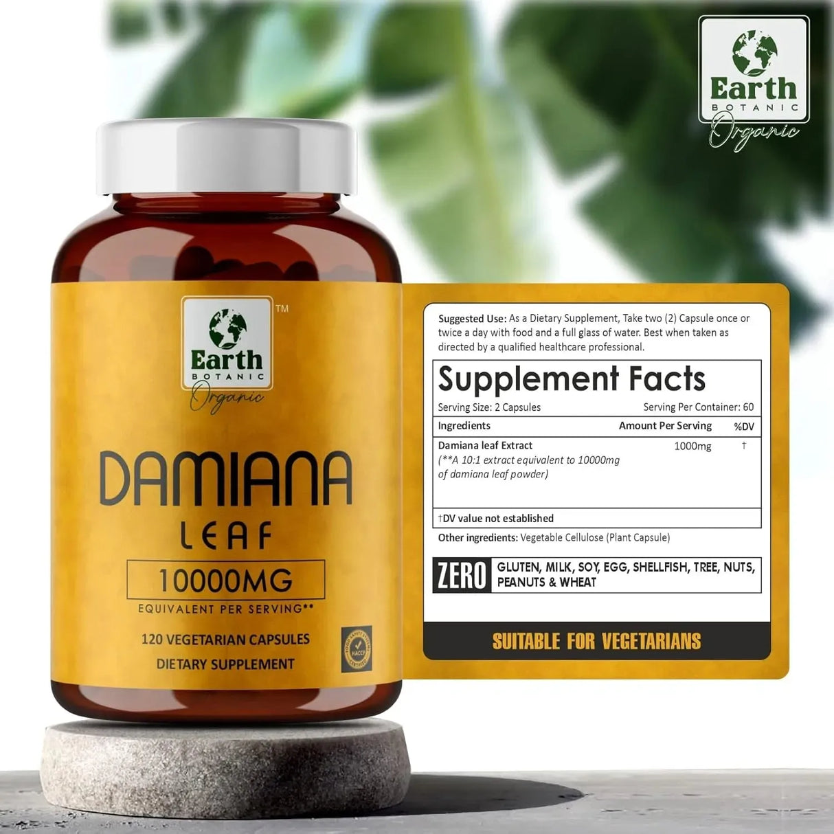 EARTH BOTANIC ORGANIC - Earth BOTANIC Organic Damiana Leaf Extract 10:1 120 Capsulas - The Red Vitamin MX - Suplementos Alimenticios - {{ shop.shopifyCountryName }}