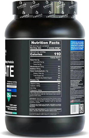 SASCHA FITNESS - SASCHA FITNESS Hydrolyzed Whey Protein Isolate Grass-Fed Vanilla 957Gr. - The Red Vitamin MX - Suplementos Alimenticios - {{ shop.shopifyCountryName }}